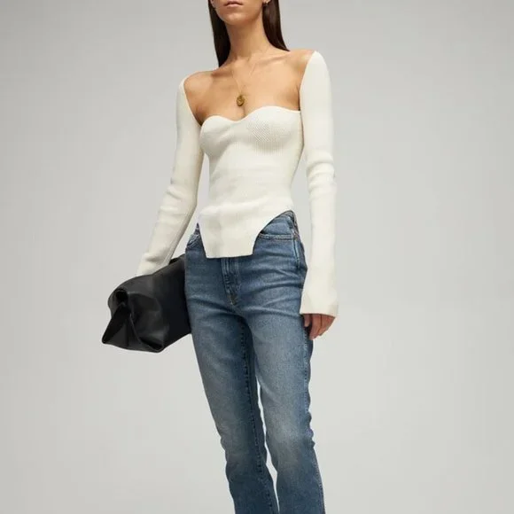 KHAITE | Sweaters | Khaite Maddy Notched Ribbed Knit Top | Poshmark